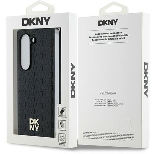 DKNY - Leather Repeat Pattern Stack Logo (DKHMZFD6PSHRPSK) - Samsung Galaxy Z Fold6 - Black