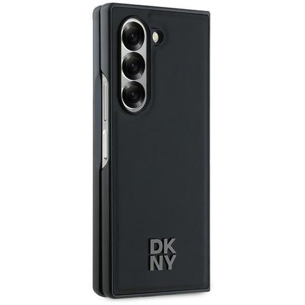 DKNY - Leather Plain Metal Stack Logo MagSafe (DKHMZFD6PSMCSLK) - Samsung Galaxy Z Fold6 - Black