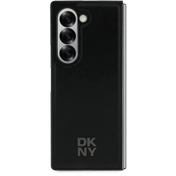 DKNY - Leather Plain Metal Stack Logo MagSafe (DKHMZFD6PSMCSLK) - Samsung Galaxy Z Fold6 - Black