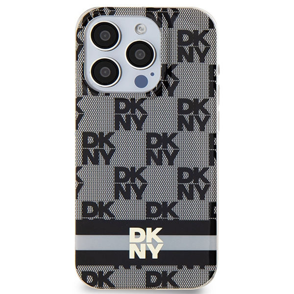 DKNY - IML Checkered Mono Pattern & Printed Stripes MagSafe (DKHMP15XHCPTSK) - iPhone 15 Pro Max - Black