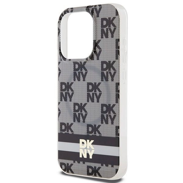 DKNY - IML Checkered Mono Pattern & Printed Stripes MagSafe (DKHMP15XHCPTSK) - iPhone 15 Pro Max - Black