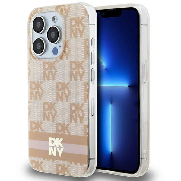 DKNY - IML Checkered Mono Pattern & Printed Stripes MagSafe (DKHMP15XHCPTSP) - iPhone 15 Pro Max - Pink