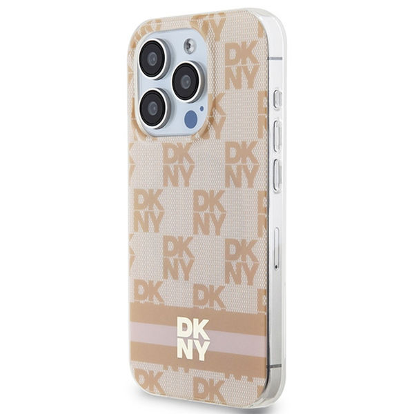 DKNY - IML Checkered Mono Pattern & Printed Stripes MagSafe (DKHMP15XHCPTSP) - iPhone 15 Pro Max - Pink