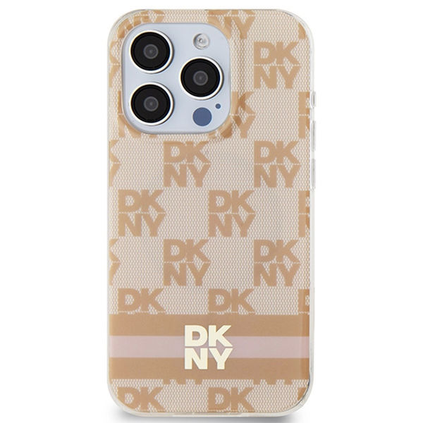 DKNY - IML Checkered Mono Pattern & Printed Stripes MagSafe (DKHMP15XHCPTSP) - iPhone 15 Pro Max - Pink
