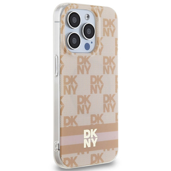 DKNY - IML Checkered Mono Pattern & Printed Stripes MagSafe (DKHMP15XHCPTSP) - iPhone 15 Pro Max - Pink