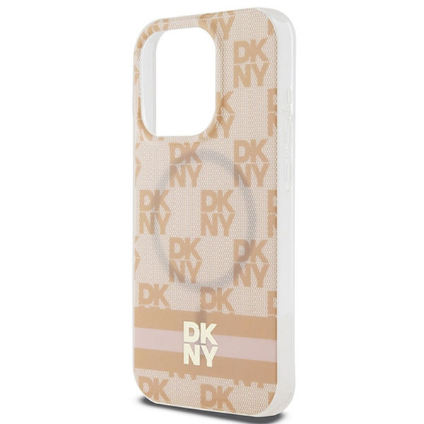 DKNY - IML Checkered Mono Pattern & Printed Stripes MagSafe (DKHMP15XHCPTSP) - iPhone 15 Pro Max - Pink