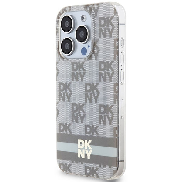 DKNY - IML Checkered Mono Pattern & Printed Stripes MagSafe (DKHMP15XHCPTSE) - iPhone 15 Pro Max - Beige