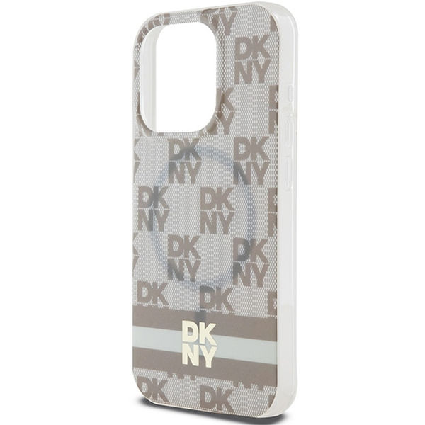 DKNY - IML Checkered Mono Pattern & Printed Stripes MagSafe (DKHMP15XHCPTSE) - iPhone 15 Pro Max - Beige