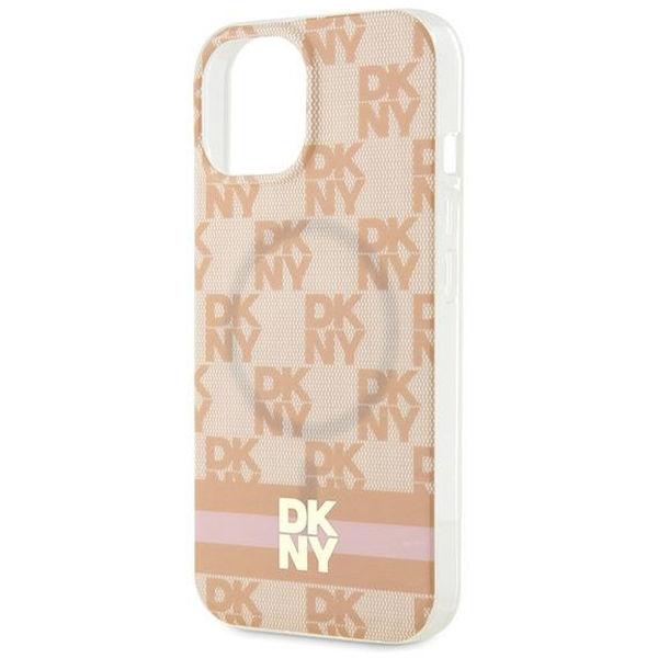 DKNY - IML Checkered Mono Pattern & Printed Stripes MagSafe (DKHMP15SHCPTSP) - iPhone 15 - Pink