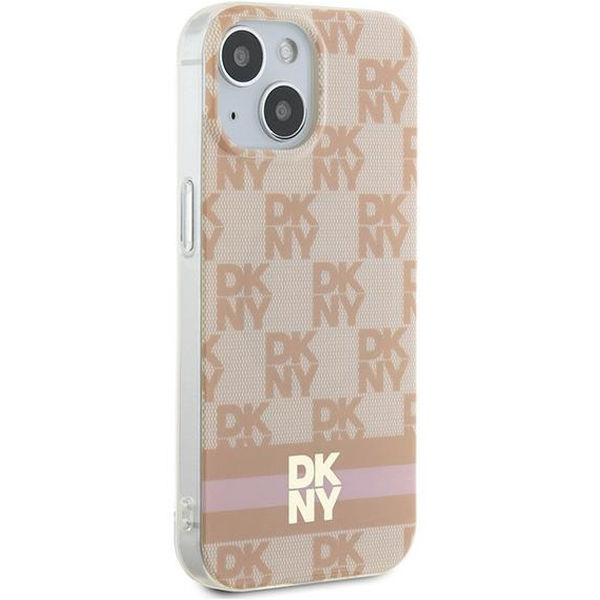 DKNY - IML Checkered Mono Pattern & Printed Stripes MagSafe (DKHMP15SHCPTSP) - iPhone 15 - Pink