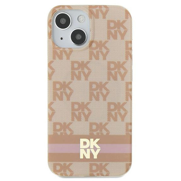 DKNY - IML Checkered Mono Pattern & Printed Stripes MagSafe (DKHMP15SHCPTSP) - iPhone 15 - Pink