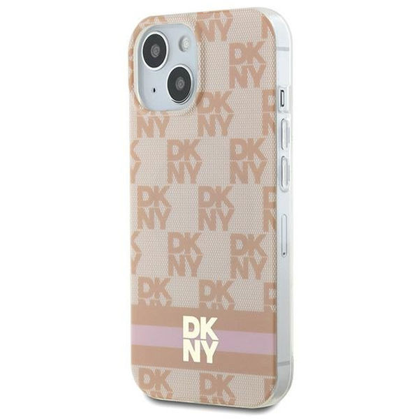 DKNY - IML Checkered Mono Pattern & Printed Stripes MagSafe (DKHMP15SHCPTSP) - iPhone 15 - Pink