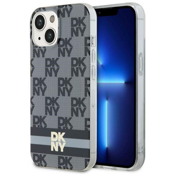 DKNY - IML Checkered Mono Pattern & Printed Stripes MagSafe (DKHMP15SHCPTSK) - iPhone 15 - Black