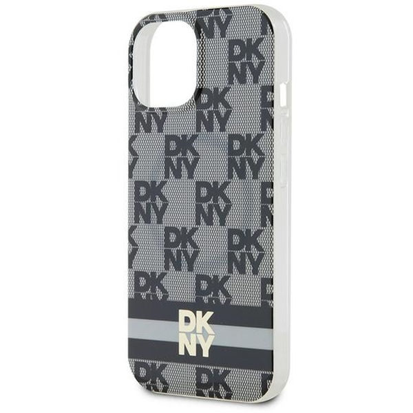 DKNY - IML Checkered Mono Pattern & Printed Stripes MagSafe (DKHMP15SHCPTSK) - iPhone 15 - Black