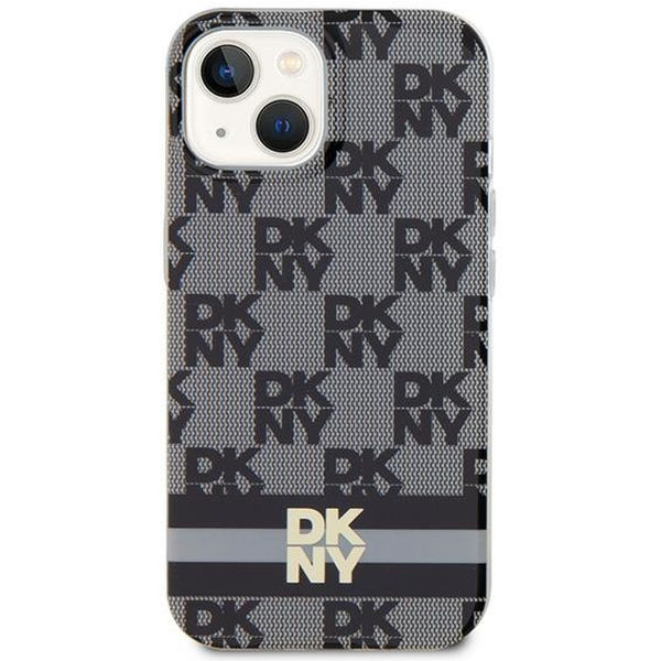 DKNY - IML Checkered Mono Pattern & Printed Stripes MagSafe (DKHMP15SHCPTSK) - iPhone 15 - Black