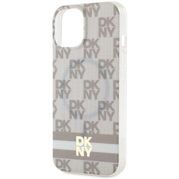 DKNY - IML Checkered Mono Pattern & Printed Stripes MagSafe (DKHMP15SHCPTSE) - iPhone 15 - Beige