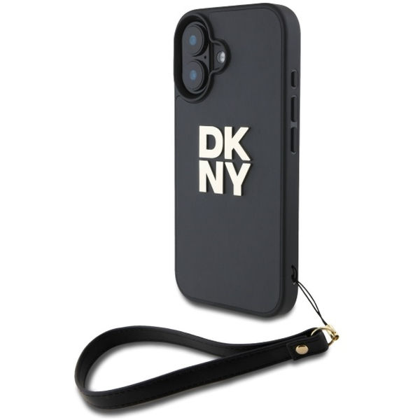 DKNY - Hardcase Wrist Strap Stock Logo (DKHCP16SPBSWSK) - iPhone 16 - Black