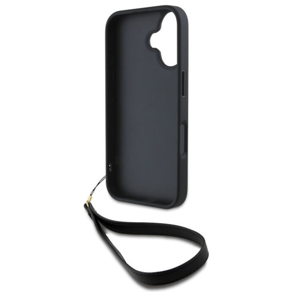 DKNY - Hardcase Wrist Strap Stock Logo (DKHCP16SPBSWSK) - iPhone 16 - Black