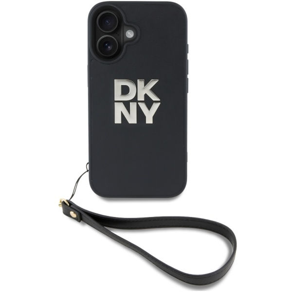 DKNY - Hardcase Wrist Strap Stock Logo (DKHCP16SPBSWSK) - iPhone 16 - Black