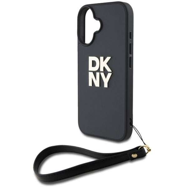DKNY - Hardcase Wrist Strap Stock Logo (DKHCP16SPBSWSK) - iPhone 16 - Black