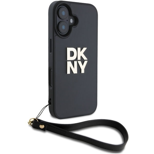 DKNY - Hardcase Wrist Strap Stock Logo (DKHCP16SPBSWSK) - iPhone 16 - Black