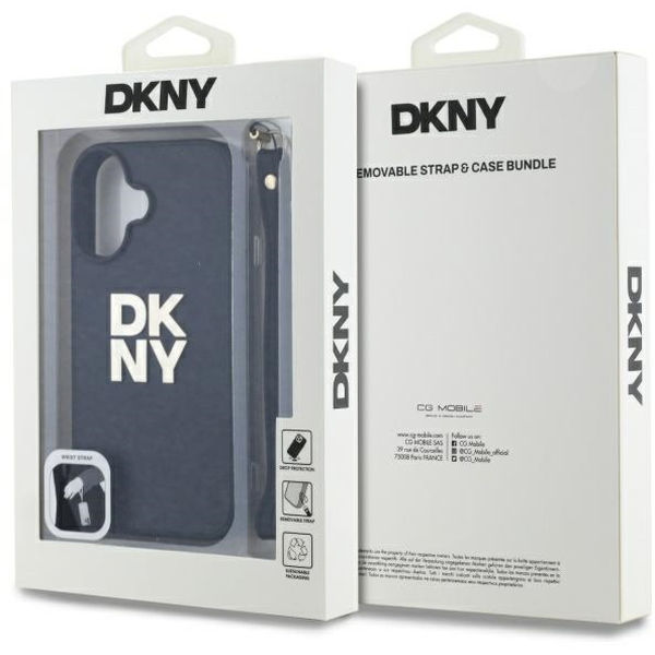 DKNY - Hardcase Wrist Strap Stock Logo (DKHCP16SPBSWSK) - iPhone 16 - Black
