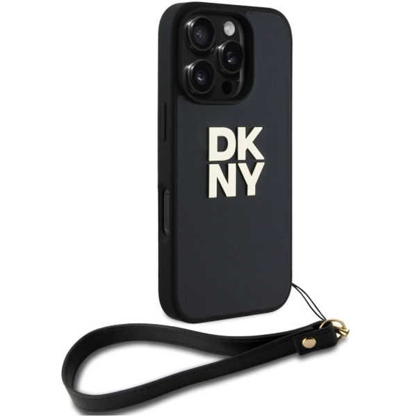 DKNY - Hardcase Wrist Strap Stock Logo (DKHCP16XPBSWSK) - iPhone 16 Pro Max - Black