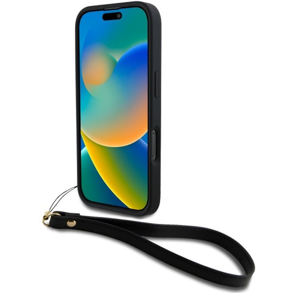 DKNY - Hardcase Wrist Strap Stock Logo (DKHCP16XPBSWSK) - iPhone 16 Pro Max - Black