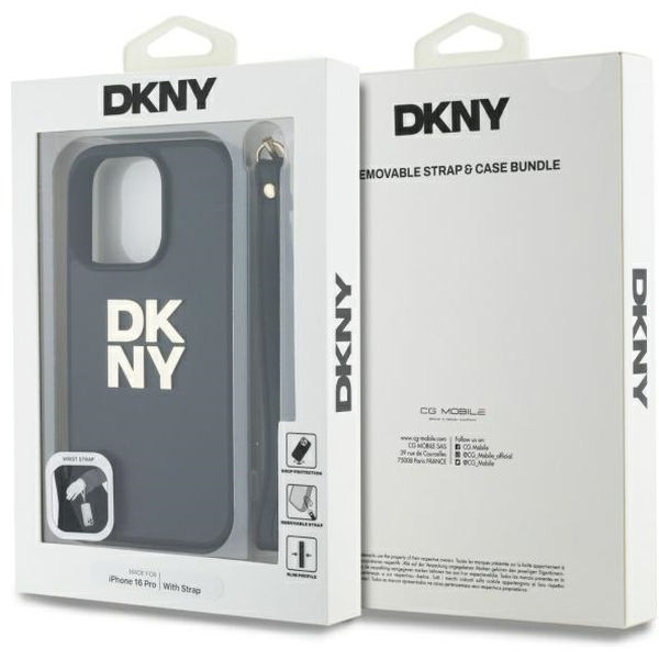 DKNY - Hardcase Wrist Strap Stock Logo (DKHCP16XPBSWSK) - iPhone 16 Pro Max - Black