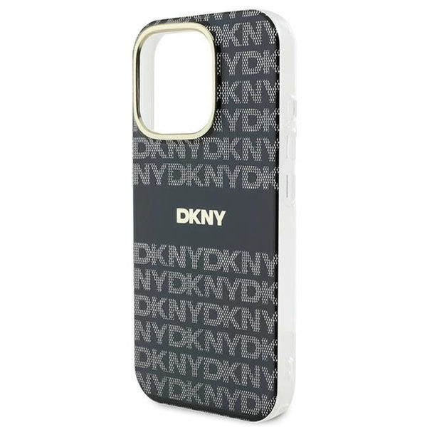 DKNY - Hardcase Repeat Texture Pattern With Stripe (DKHMP16XHRHSEK) - iPhone 16 Pro Max - Black