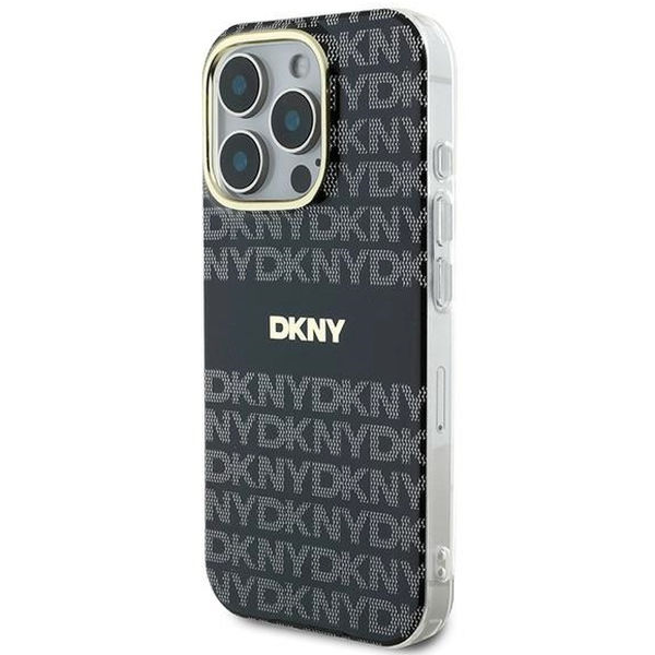 DKNY - Hardcase Repeat Texture Pattern With Stripe (DKHMP16XHRHSEK) - iPhone 16 Pro Max - Black