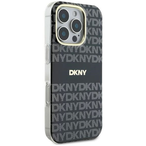 DKNY - Hardcase Repeat Texture Pattern With Stripe (DKHMP16XHRHSEK) - iPhone 16 Pro Max - Black