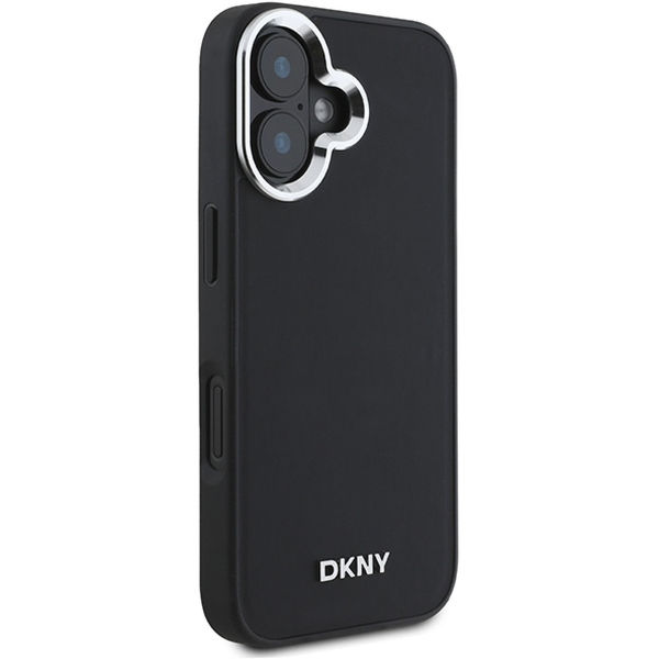 DKNY - Hardcase Plain Silver Logo MagSafe (DKHMP16SPSCMCLK) - iPhone 16 - Black