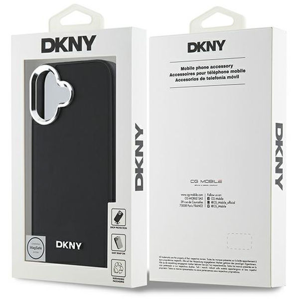 DKNY - Hardcase Plain Silver Logo MagSafe (DKHMP16SPSCMCLK) - iPhone 16 - Black