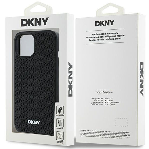 DKNY - Hardcase 3D Rubber Repeat Pattern (DKHCP15S3DRPWK) - iPhone 15 - Black