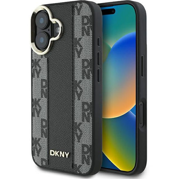 DKNY - Leather Hardcase Checkered Pattern Magsafe (DKHMP16SPCPVSLK) - iPhone 16 - Black