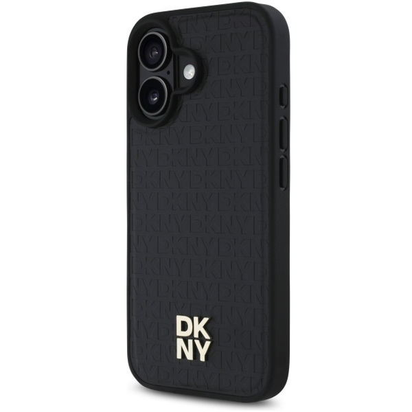 DKNY - Leather Hardcase Repeat Pattern Stack Logo MagSafe (DKHMP16SPSHRPSK) - iPhone 16 - Black