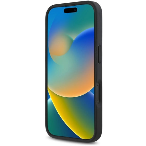 DKNY - Leather Hardcase Repeat Pattern Stack Logo MagSafe (DKHMP16SPSHRPSK) - iPhone 16 - Black