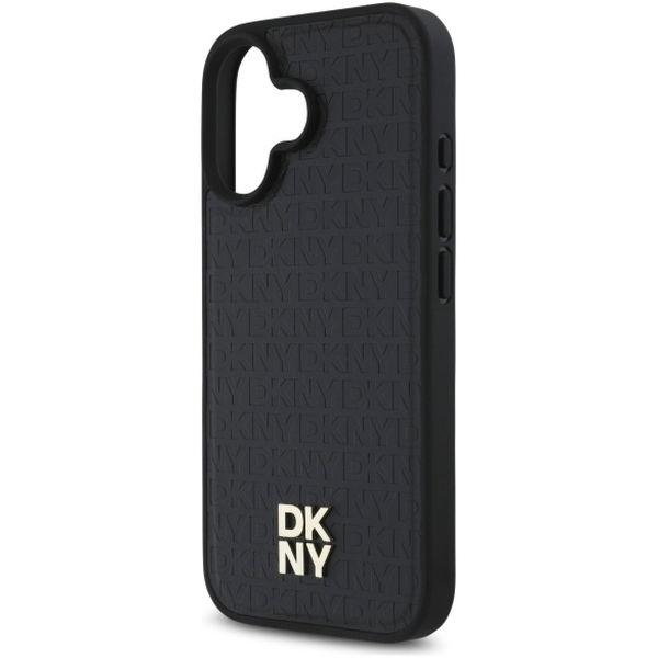 DKNY - Leather Hardcase Repeat Pattern Stack Logo MagSafe (DKHMP16SPSHRPSK) - iPhone 16 - Black