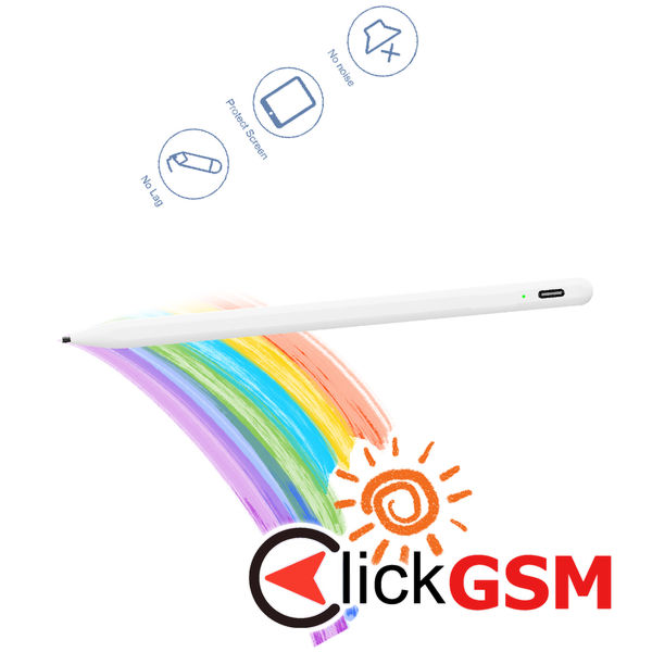 Techsuit - Stylus Pen (A580S) - for iPad, Bluetooth, Type-C, 130mAh, 5V, Palm Rejection, Microsoft Nib, Mute Writing - White