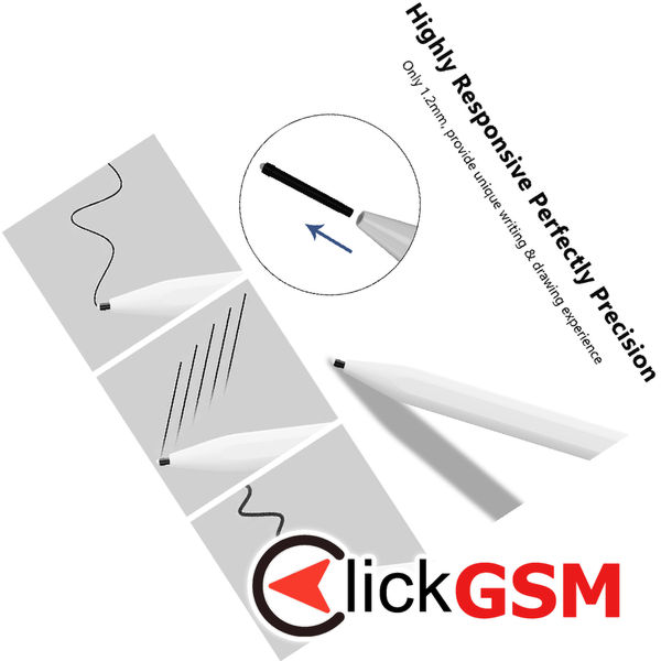 Techsuit - Stylus Pen (A580S) - for iPad, Bluetooth, Type-C, 130mAh, 5V, Palm Rejection, Microsoft Nib, Mute Writing - White