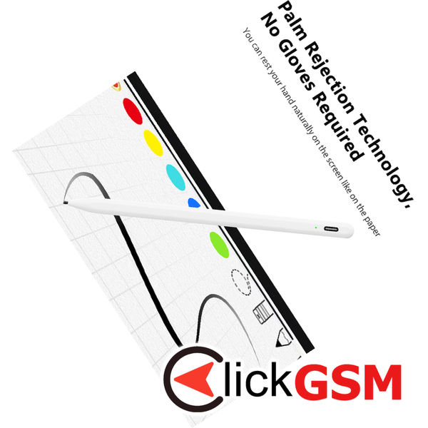 Techsuit - Stylus Pen (A580S) - for iPad, Bluetooth, Type-C, 130mAh, 5V, Palm Rejection, Microsoft Nib, Mute Writing - White