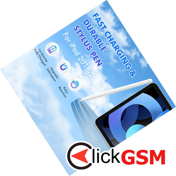 Techsuit - Stylus Pen (AX10-T) - for iPad, Type-C, Palm Rejection, Tilt Sensitivity, Side Adsorption, 125mAh - White