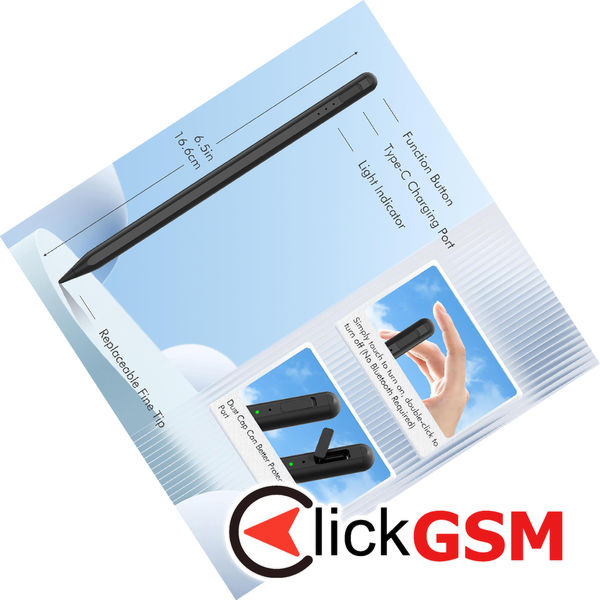 Techsuit - Stylus Pen (AX10-T) - for iPad, Type-C, Palm Rejection, Tilt Sensitivity, Side Adsorption, 125mAh - White