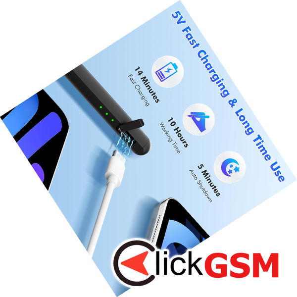 Techsuit - Stylus Pen (AX10-T) - for iPad, Type-C, Palm Rejection, Tilt Sensitivity, Side Adsorption, 125mAh - White