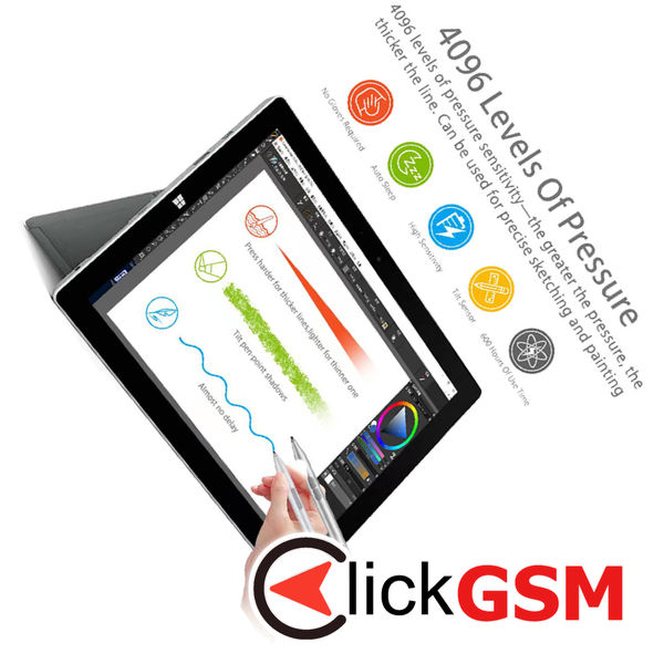 Techsuit - Stylus Pen (F94S) - for Microsoft Surface, Active, Educational Pen, Palm Rejection, AAAA Battery, MPP1.51 - Black