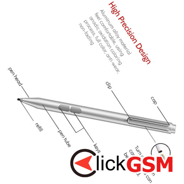 Techsuit - Stylus Pen (F94S) - for Microsoft Surface, Active, Educational Pen, Palm Rejection, AAAA Battery, MPP1.51 - Black