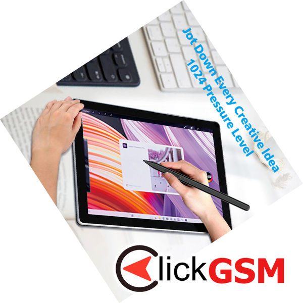 Techsuit - Stylus Pen (F97) - for Microsoft Surface, Active, Type-C, Palm Rejection, Side Adsorption, 90mAh, 5V, 0.2A - Black