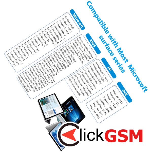 Techsuit - Stylus Pen (F97) - for Microsoft Surface, Active, Type-C, Palm Rejection, Side Adsorption, 90mAh, 5V, 0.2A - Black