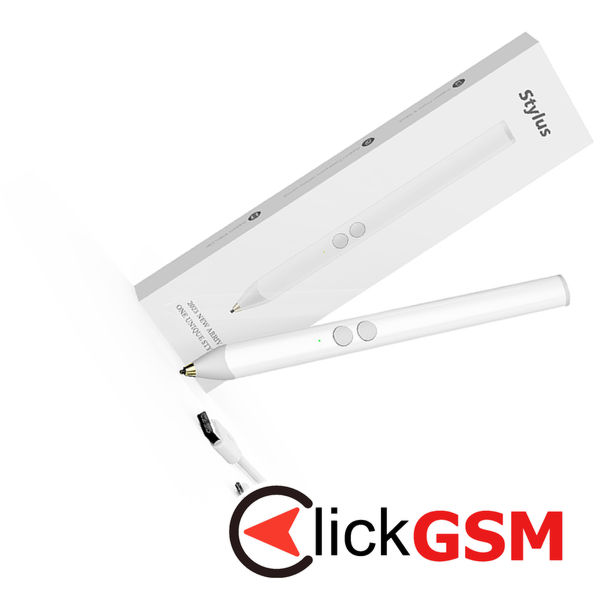 Techsuit - Stylus Pen (UA20) - for Phones and Tablets, Active, Bluetooth, Type-C, 105mAh, Aluminum Alloy - White